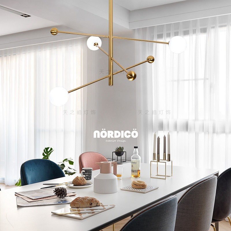 北欧美式极简餐厅吊灯创意个性书房卧室交叉线条艺术客厅玻璃吊灯