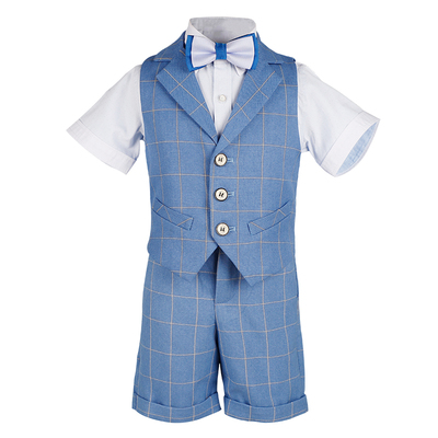 胖版男童主持人诗歌演出礼服西装夏季中大童马甲套装加肥合唱西服