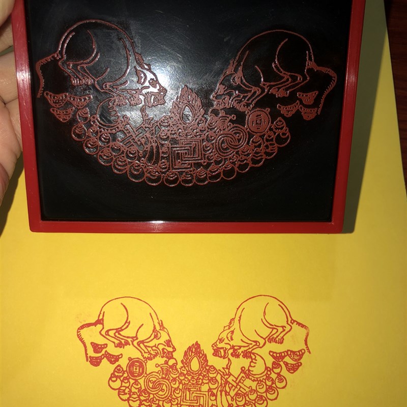 吐宝鼠 藏传 纽列 财富护宝招财印 国画班华星创业水晶苹