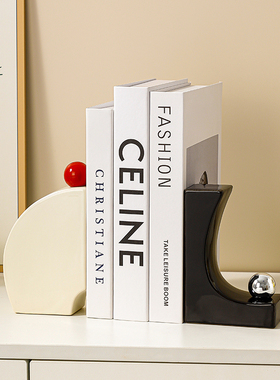 创意小众书挡摆件电视柜酒柜客厅玄关书柜陶瓷桌面书立家居装饰品