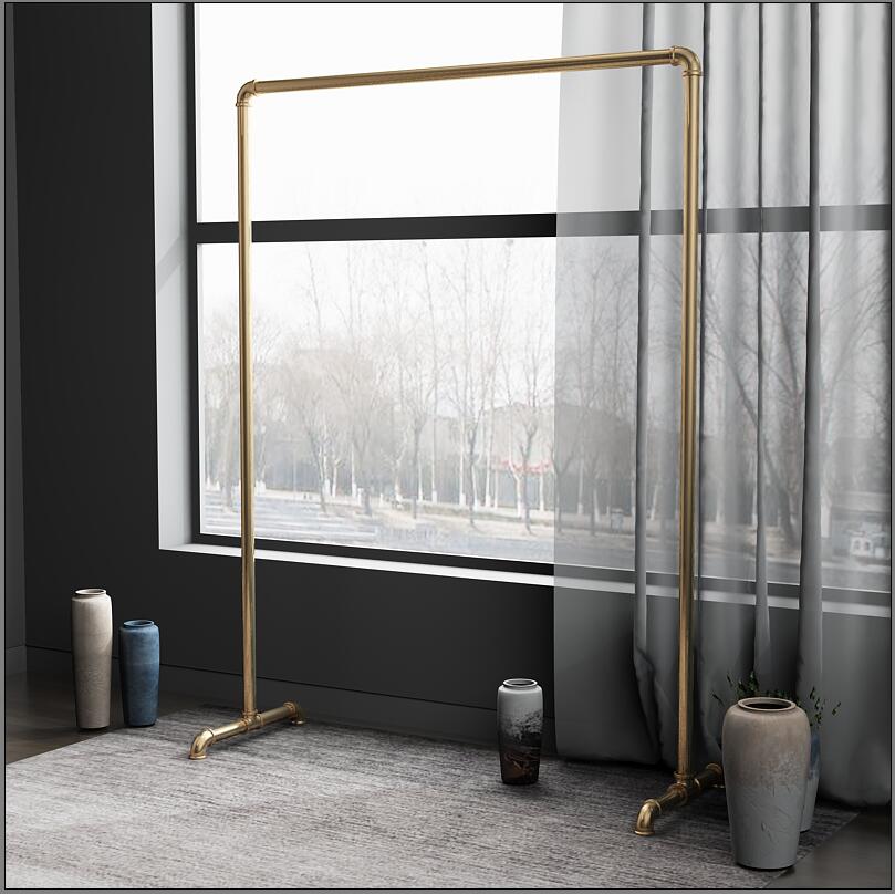 烤漆加粗水管挂衣架家用单杠式落地式卧室双层衣服架子室内晾衣架