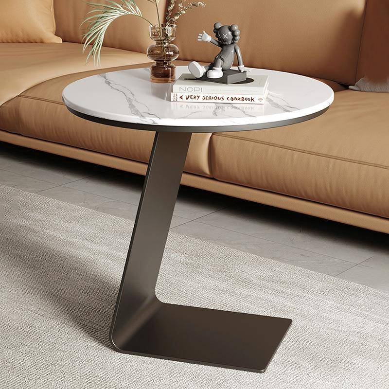 意式创意岩板茶几客厅阳台沙发边几角几轻奢现代简约高级极简圆桌
