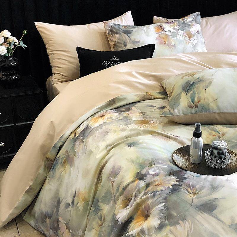 秋冬季新款复古轻奢高支纯棉四件套家纺加厚保暖全棉被套床上用品