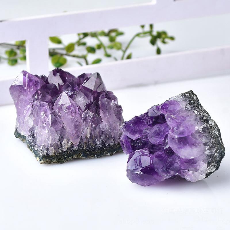 天然乌拉圭紫水晶簇紫晶洞原石晶块家居装饰工艺品紫晶片消磁摆件