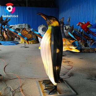 仿真动物企鹅造型花灯 夜间氛围亮化装饰 自贡彩灯灯会展览设计制