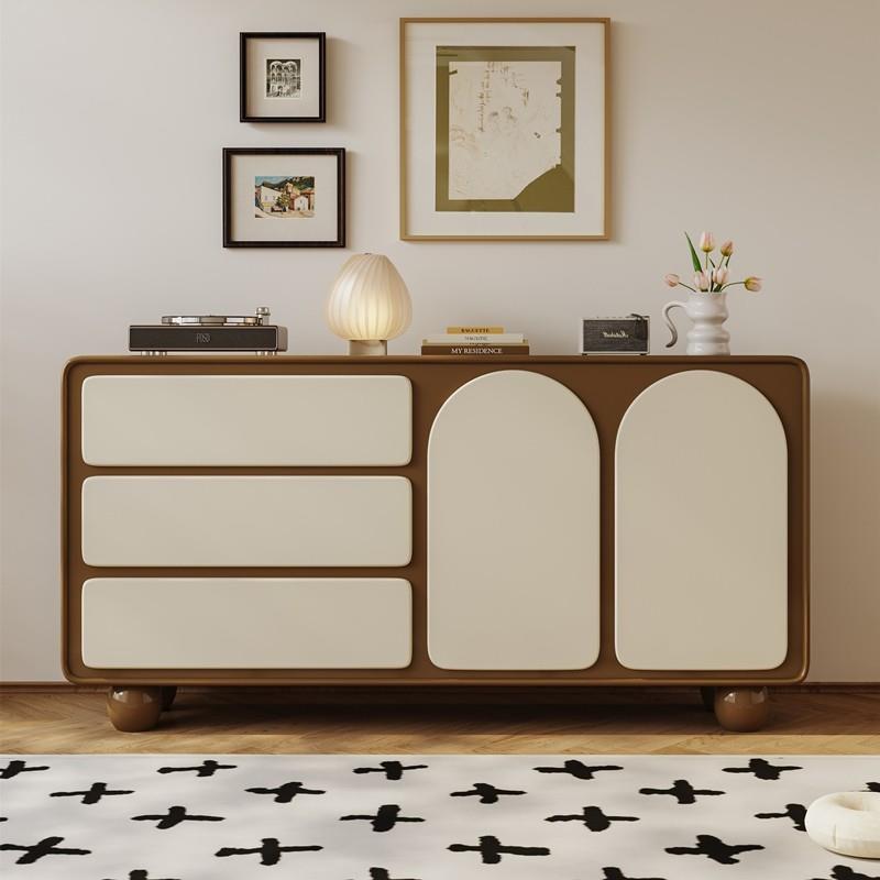 实木斗柜法式复古卧室床尾储物柜斗柜客厅靠墙餐边柜中古奶油风