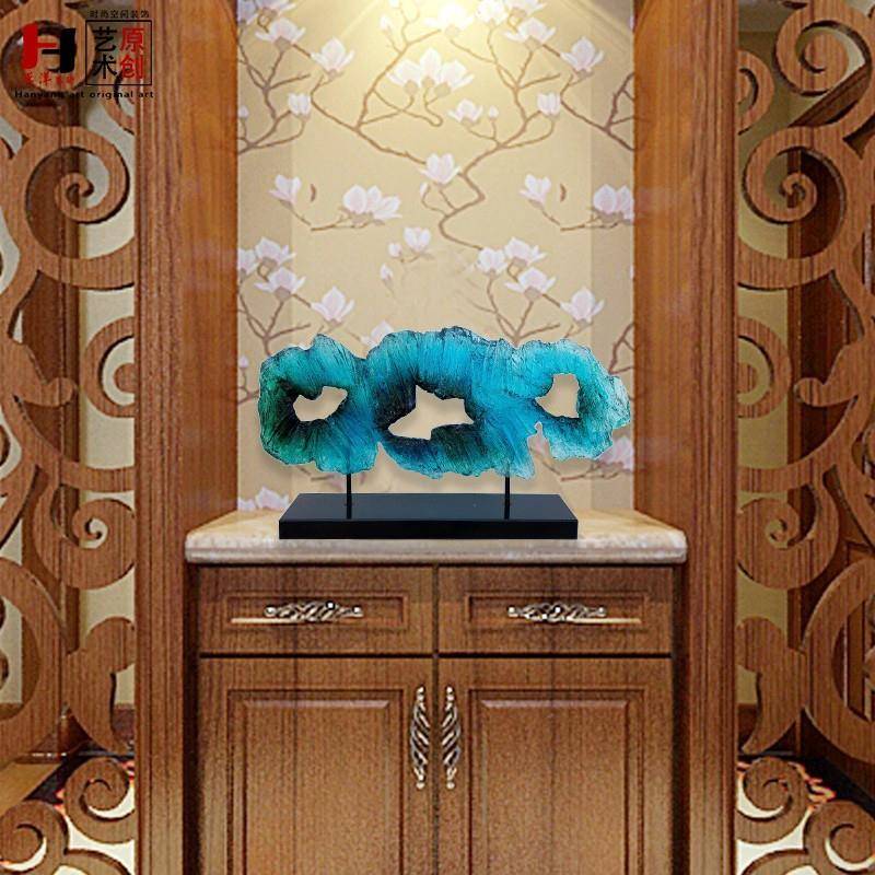 仿新款琉璃抽象工艺品透明树脂家居创意雕塑电视柜摆件样板间装饰