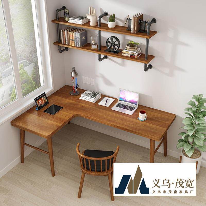 全实木转角书桌家用电脑桌学习桌l型台式电脑办公桌椅组合靠墙角