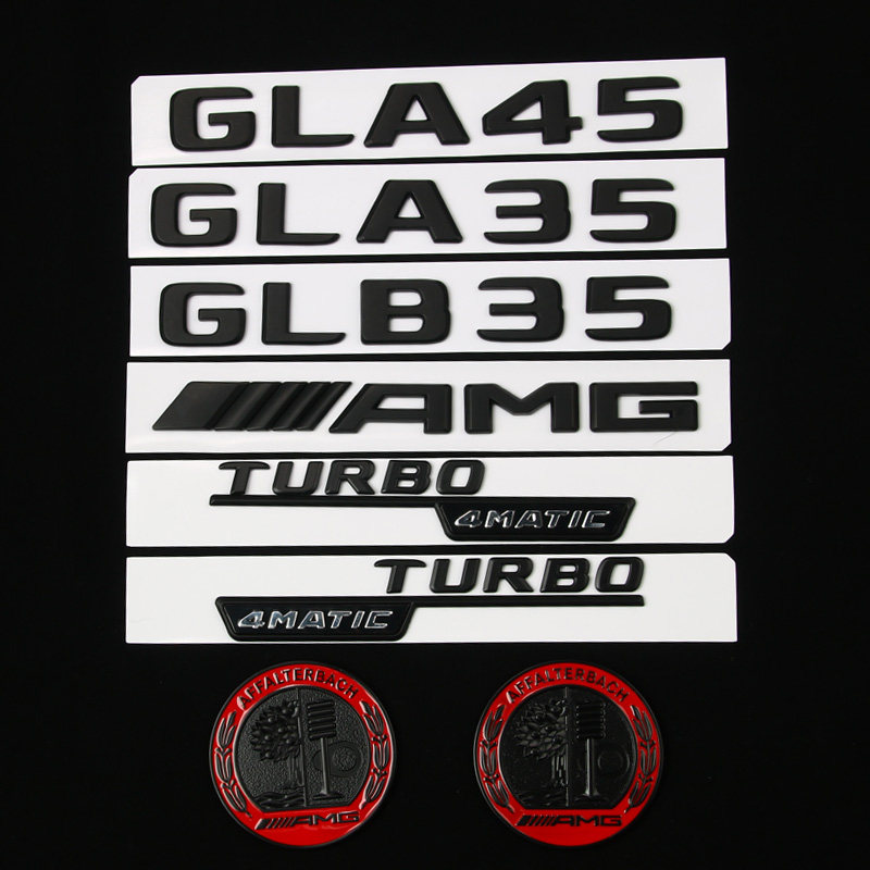 适用奔驰GLB200车标GLA180改装AMG45字母数字黑武士35后尾标车贴