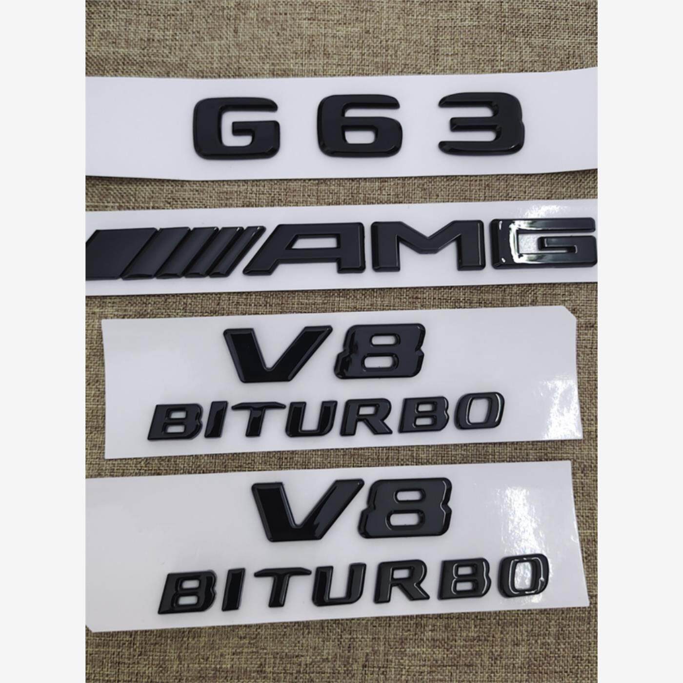 适用奔驰大G改装G500黑色车标g63字AMG车标65后尾标V8biturbo侧标