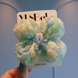 渐变花朵小女孩扎辫发绳立体甜美蝴蝶结发夹公主马尾皮筋儿童头饰