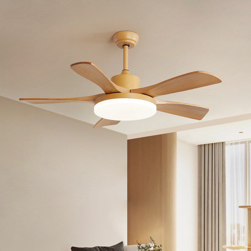 北欧风扇灯客厅灯餐厅卧室书房静音原木风日式智能护眼吊扇灯