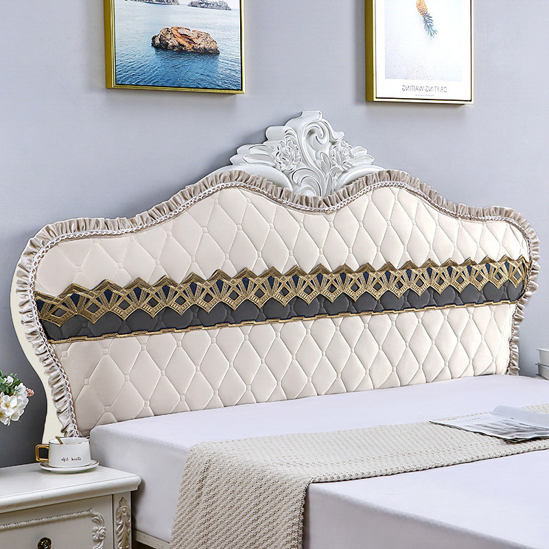 定做床头罩欧韩式2022新款全包弹力夹棉套罩绒面防尘保护罩圆弧形