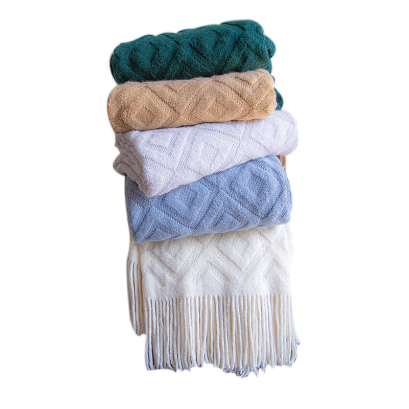 休闲毯北欧夏季针织毯子午睡披肩空调毯民宿酒店床搭毛毯沙发盖毯