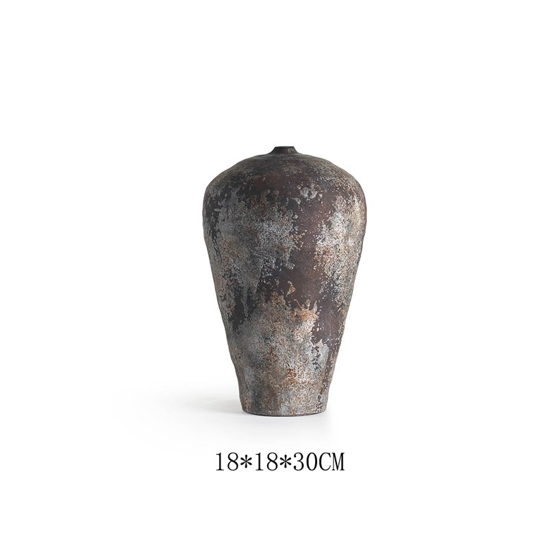 侘寂风复古怀旧手工花瓶摆件北欧样板间民宿酒店装饰品日式陶罐