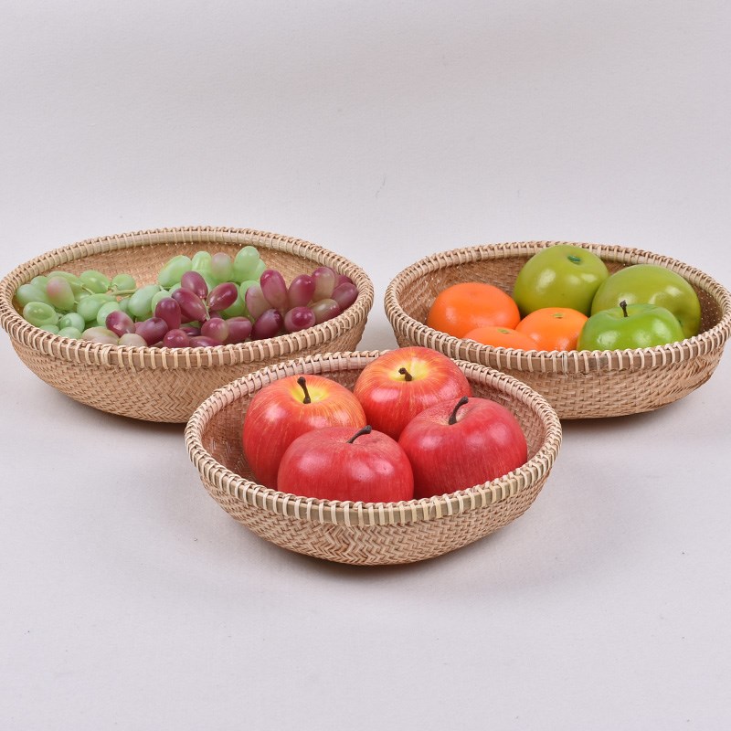 农家手工家用水果馒头收纳框菜篮子竹编簸箕鸡蛋盘子筲箕收纳筐