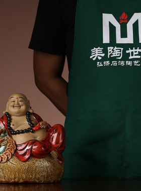 石湾陶瓷公仔工艺精品家居电视酒柜门客厅饰品招财弥勒笑佛像摆件