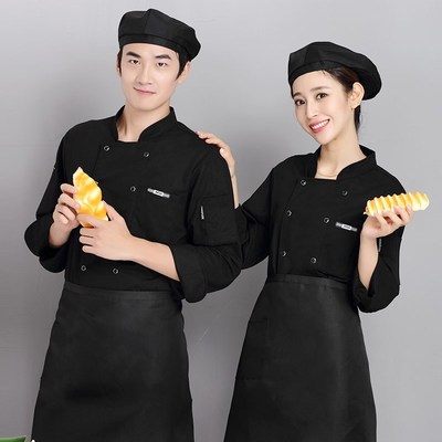 厨师工作服男长袖秋冬装纯棉加厚大码酒店餐饮茶楼后厨房服厨师服