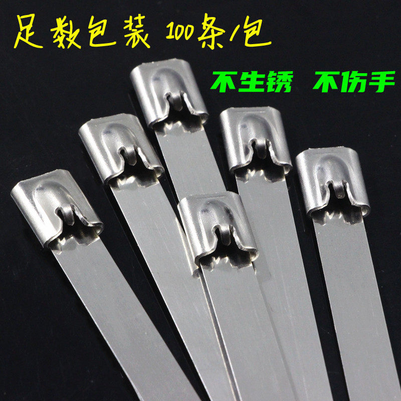 金属船用304不锈钢扎带10*300mm标牌固定拉紧器抱箍勒死狗钢带绳8