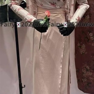 2023夏季新款碎花背心开衫两件套女绑带中长款半身裙套装