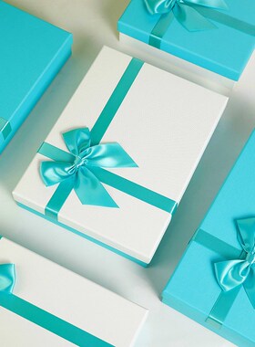 蓝色礼盒生日伴手礼物盒衣服围巾包装盒精美简约礼品盒定制印LOGO