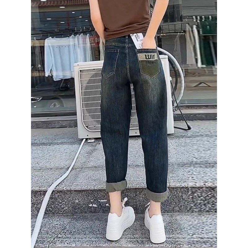 复古高腰哈伦牛仔裤女春秋胖mm大码遮胯小个子显瘦弹力九分老爹裤,女装/女士精品,大码裤装,淘宝优惠券,粉丝福利购,淘宝优惠卷