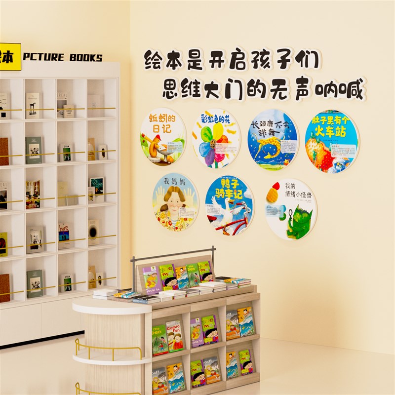 幼儿园打开看世界绘本馆环创教室文化墙面装饰阅读书角童区布置贴