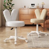 奶油风梳妆椅子家用卧室电脑椅子靠背书房转椅可升降兔耳化妆凳子