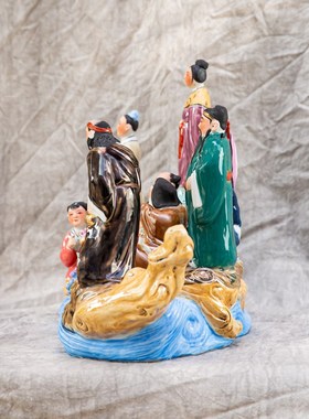 景德镇陶瓷八仙过海神像摆件雕刻玄关招财人物家居装饰工艺博古架