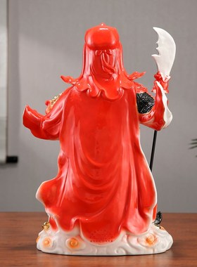 武财神佛像提刀踏云关公元宝关帝二爷陶瓷神像供奉招财家用摆件