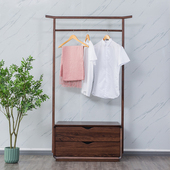 北美黑胡桃木落地挂衣架全实木衣帽架卧室衣架家用北欧鞋 凳 柜换鞋