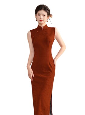 红色改良无袖订婚旗袍敬酒服2025新款新中式结婚回门出阁宴连衣裙