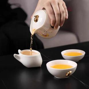 旅行7592功夫茶具套装便式快客杯秋户壶外露营泡茶一携三杯中商务