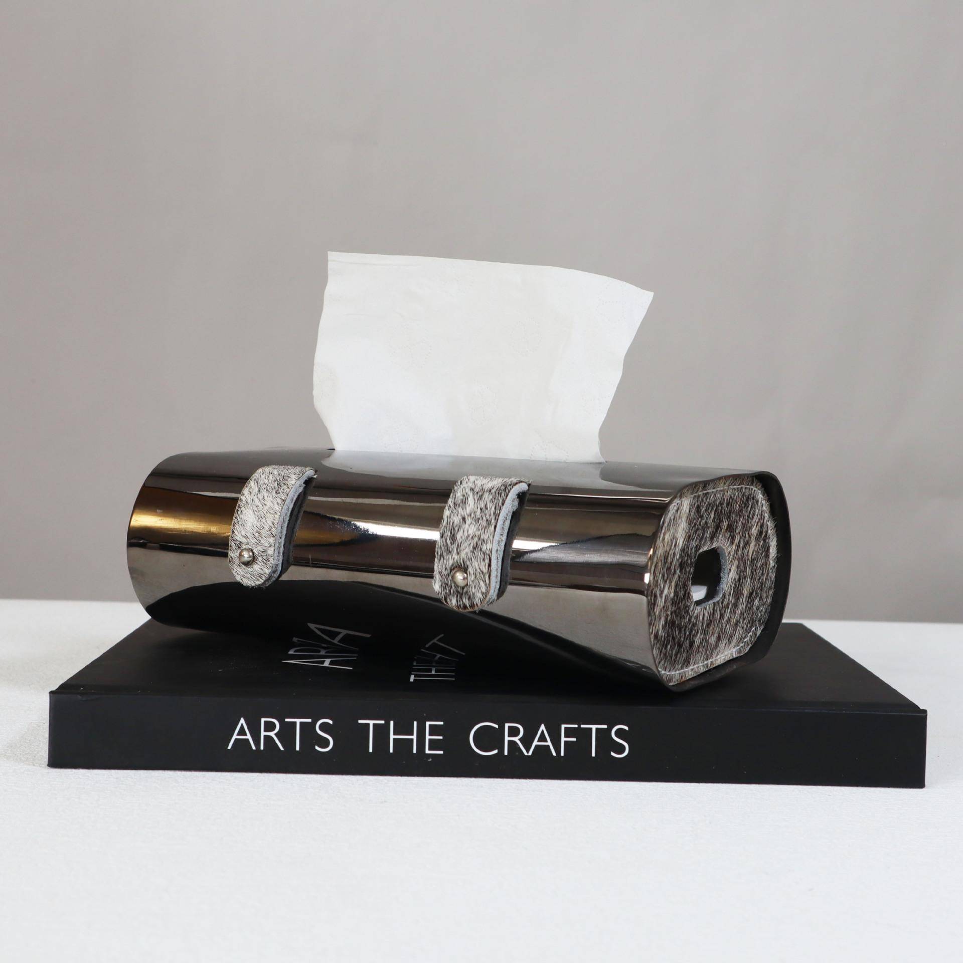 意现代奢枪色不锈钢马毛纸巾盒样间GT-F128餐板厅茶几桌面创抽纸