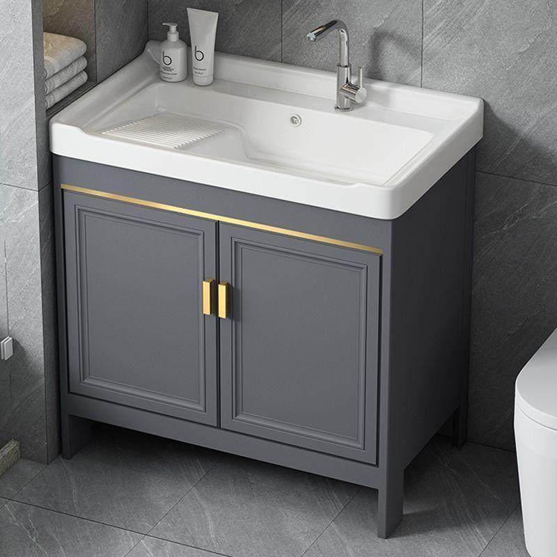 带手搓衣板太空洗衣柜台洗衣槽池一体洗阳台671盆落地式浴室柜组