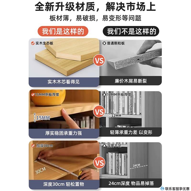 儿童实木书架落地置物架多层用客靠墙物柜子储柜学厅生G752AG3收