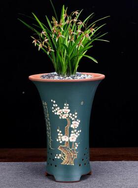 宜彩兴紫砂兰花盆厅专用大号点兰君子兰蕙春建客盆景盆LZS栽厂家