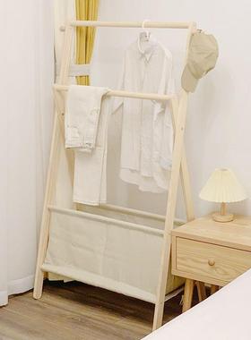 床边放衣间净服脏衣架落地QRM卧室次衣收纳隔夜衣帽房实木挂衣架
