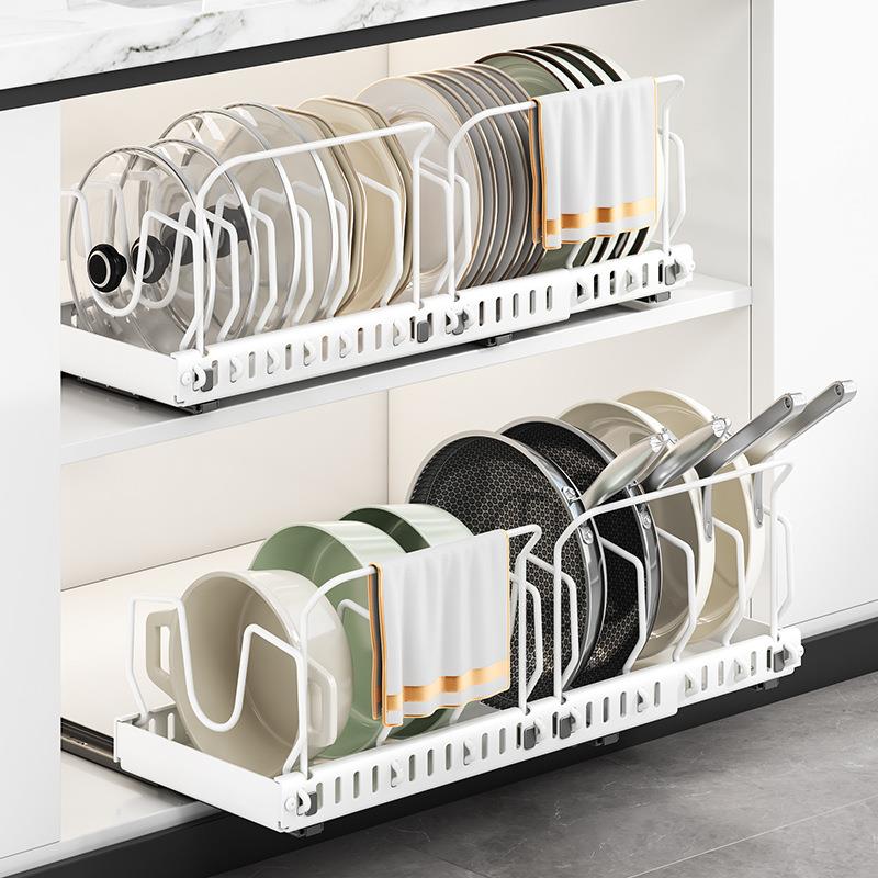 可调节锅架具收纳架厨房锅置物架橱内台面碗碟架家锅盖柜抽拉锅架