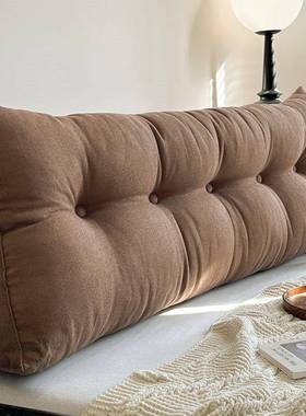 日式极简榻米软包北欧床靠QPP头垫纯上色榻大靠背床长