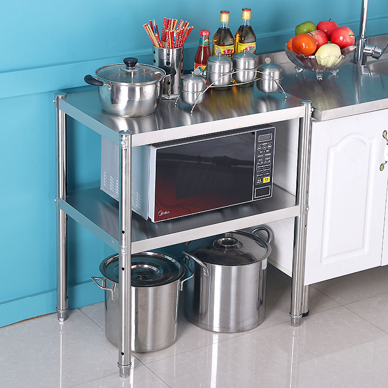 二层不锈钢厨房置物架灶台桌面微波炉锅架储M物台面2层烤箱收纳架