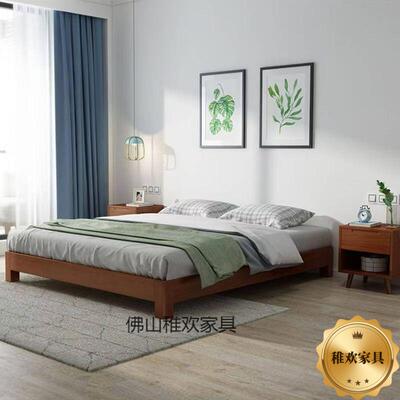 榻榻米实木排骨架床架无床头出租床任意尺寸双人无靠背床民宿矮床