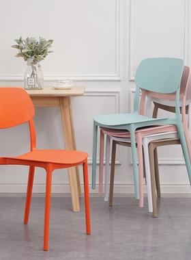 椅子家用料餐椅北欧简约现代背靠轻奢餐桌塑椅叠IRN放卧可室书桌