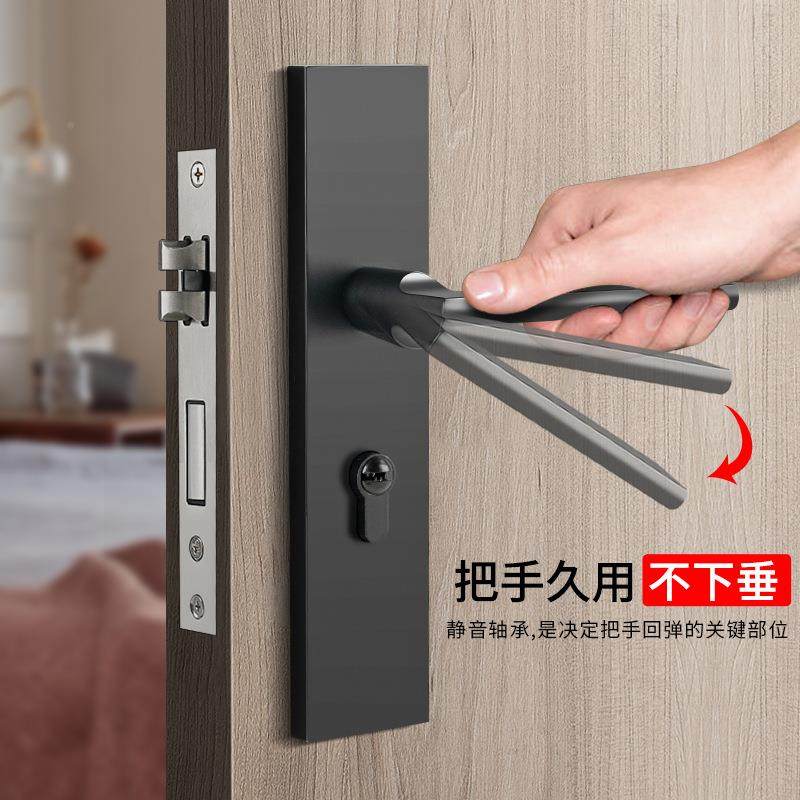 免改6655孔通用型门锁家卧距室木门锁锌合用金一体式可换调节58孔