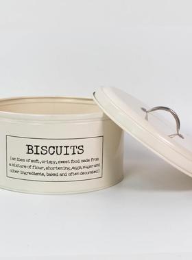 纳粉颜复古风扁圆形铁密艺饼干瓜55091子零食糖果封罐桌面收防盒