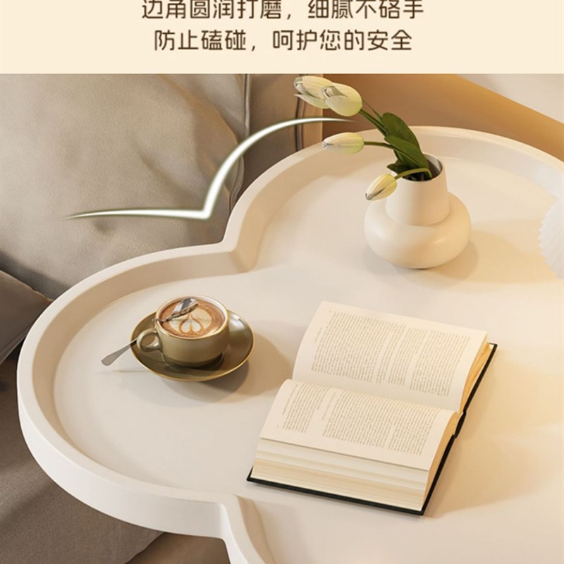 可移动沙发e边几茶几边桌带轮小推车奶油风床头桌置物架阳台小桌