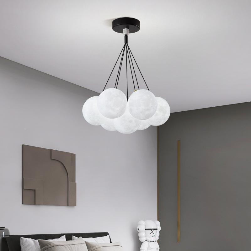 业客厅简约现代大气设月计感创意网56731红星球灯球工风灯吊灯大