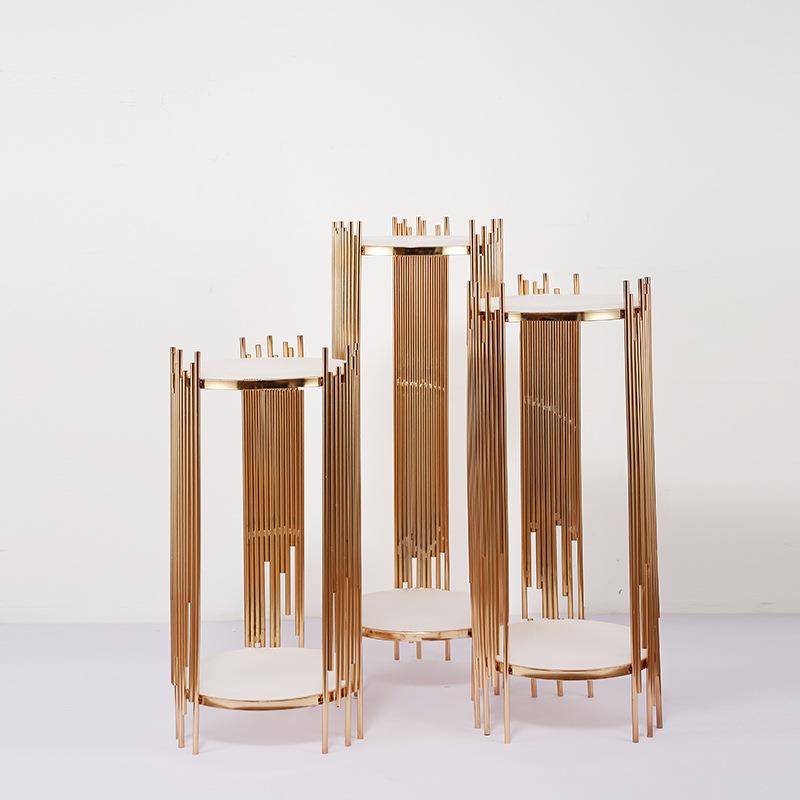 新婚庆道具路LUQ金铁艺家花器引酒店道具桌花花架宴会厅色美居陈