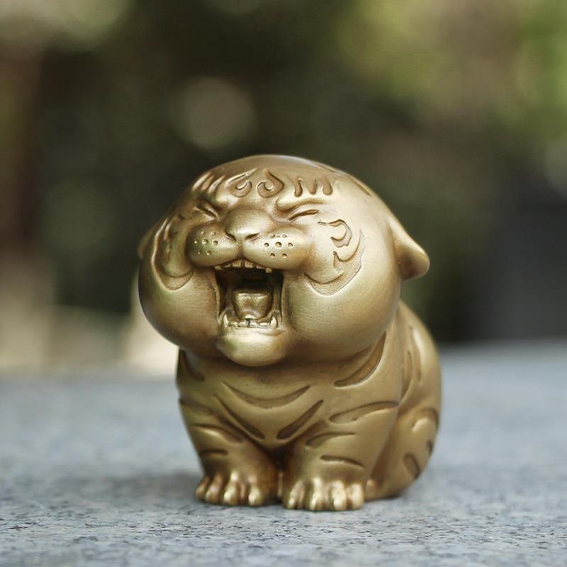 纯铜小老虎摆件吉祥物十二生肖虎可爱萌办公室桌面装饰品创意礼品