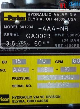 BD15 PARKER钢厂伺服阀BD15-AAA-NB10原装